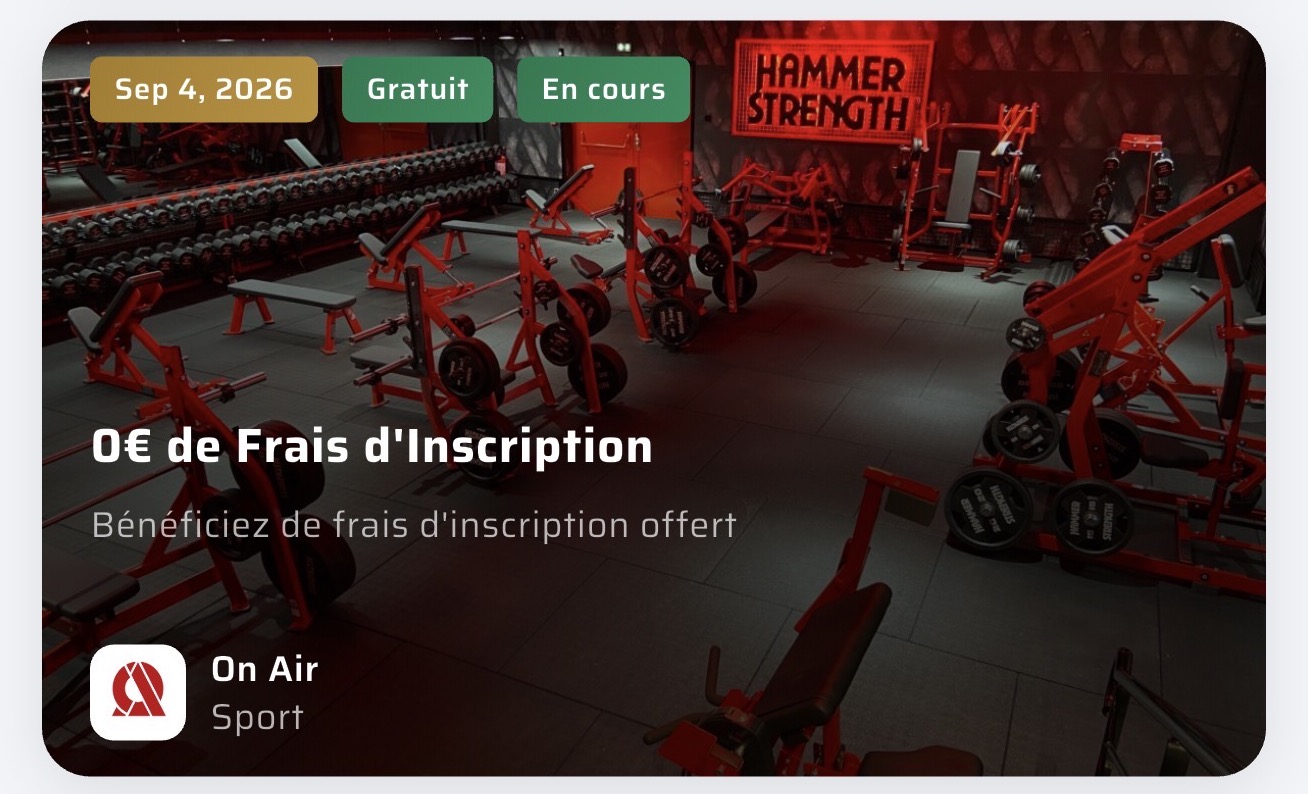 Offre On Air : 0 € de frais d’inscription